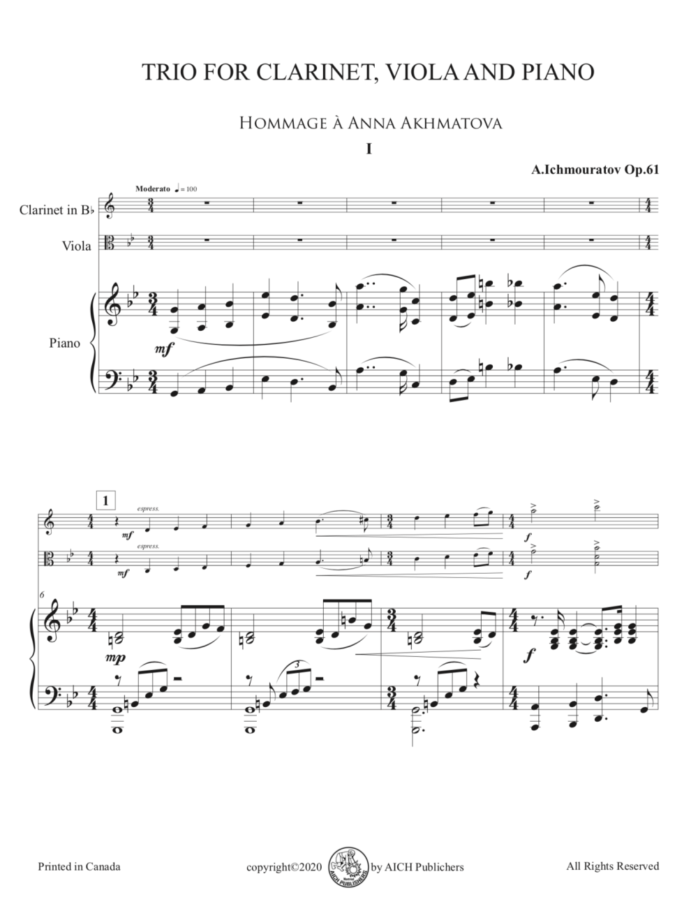 Trio for Clarinet, Viola and Piano Op.61 - Downloadable PDF - Image 2