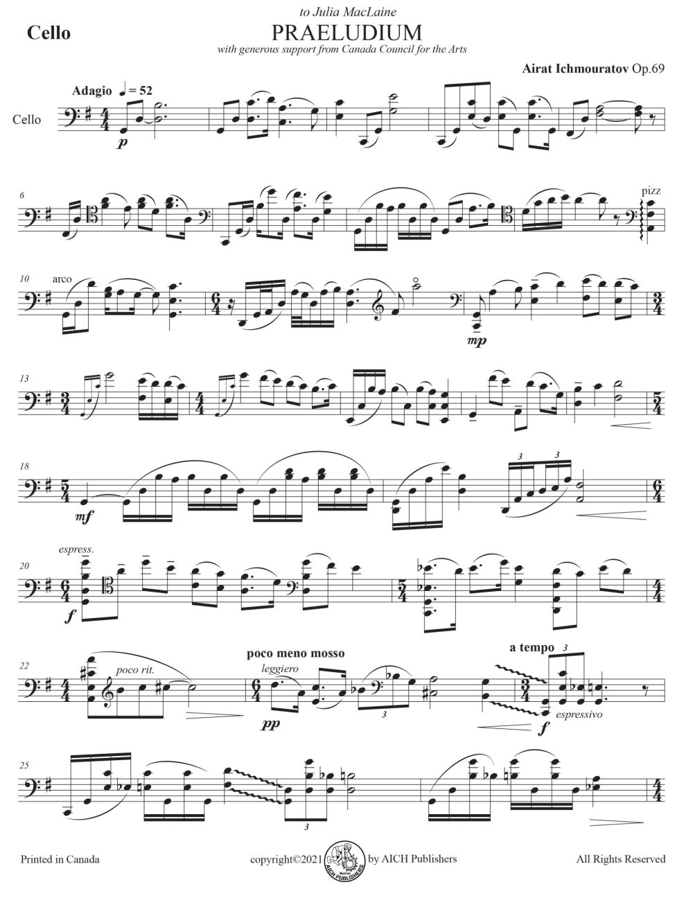 Praeludium for Cello solo  Op.69 - Downloadable PDF - Image 2